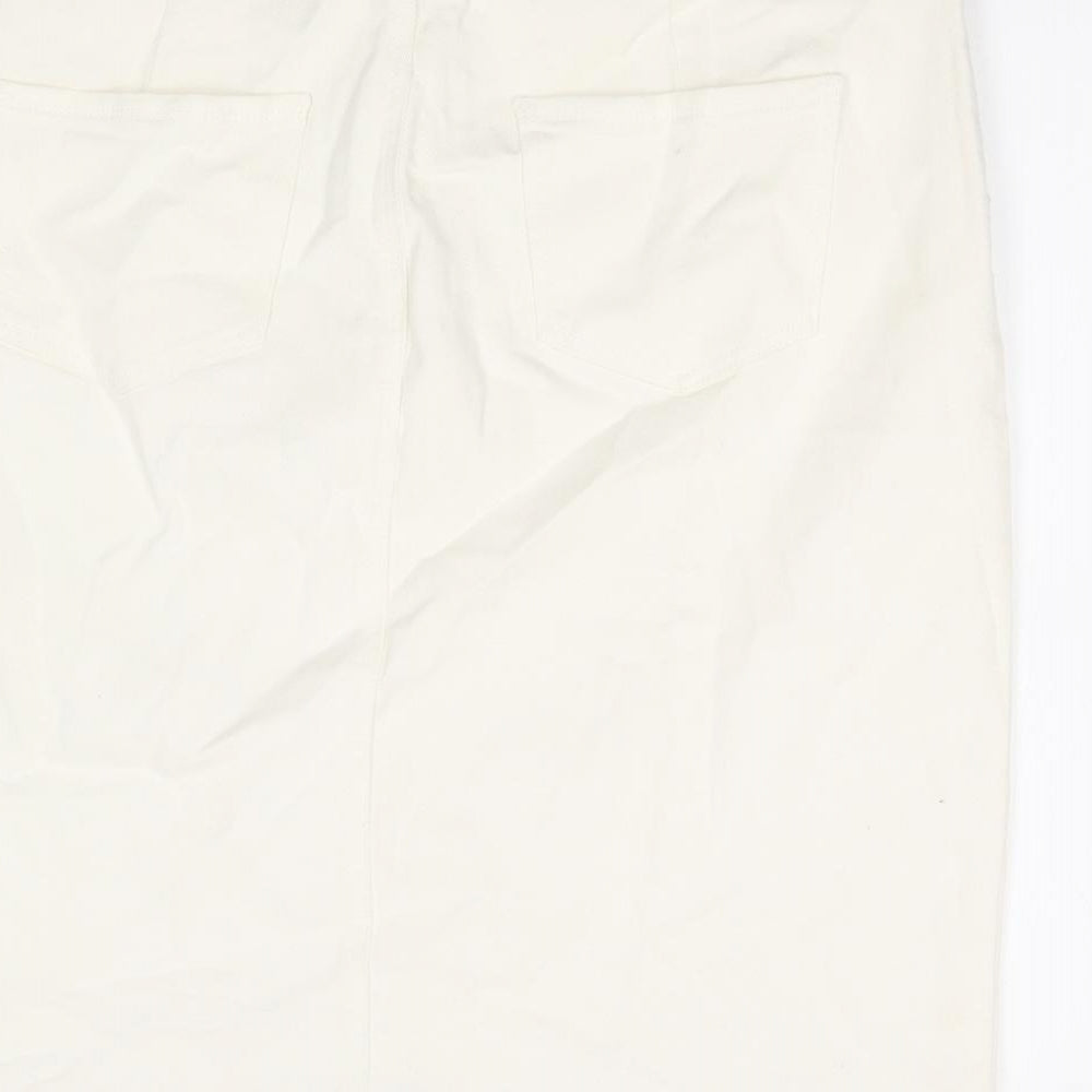 TU Womens White Cotton Straight & Pencil Skirt Size 16 Zip