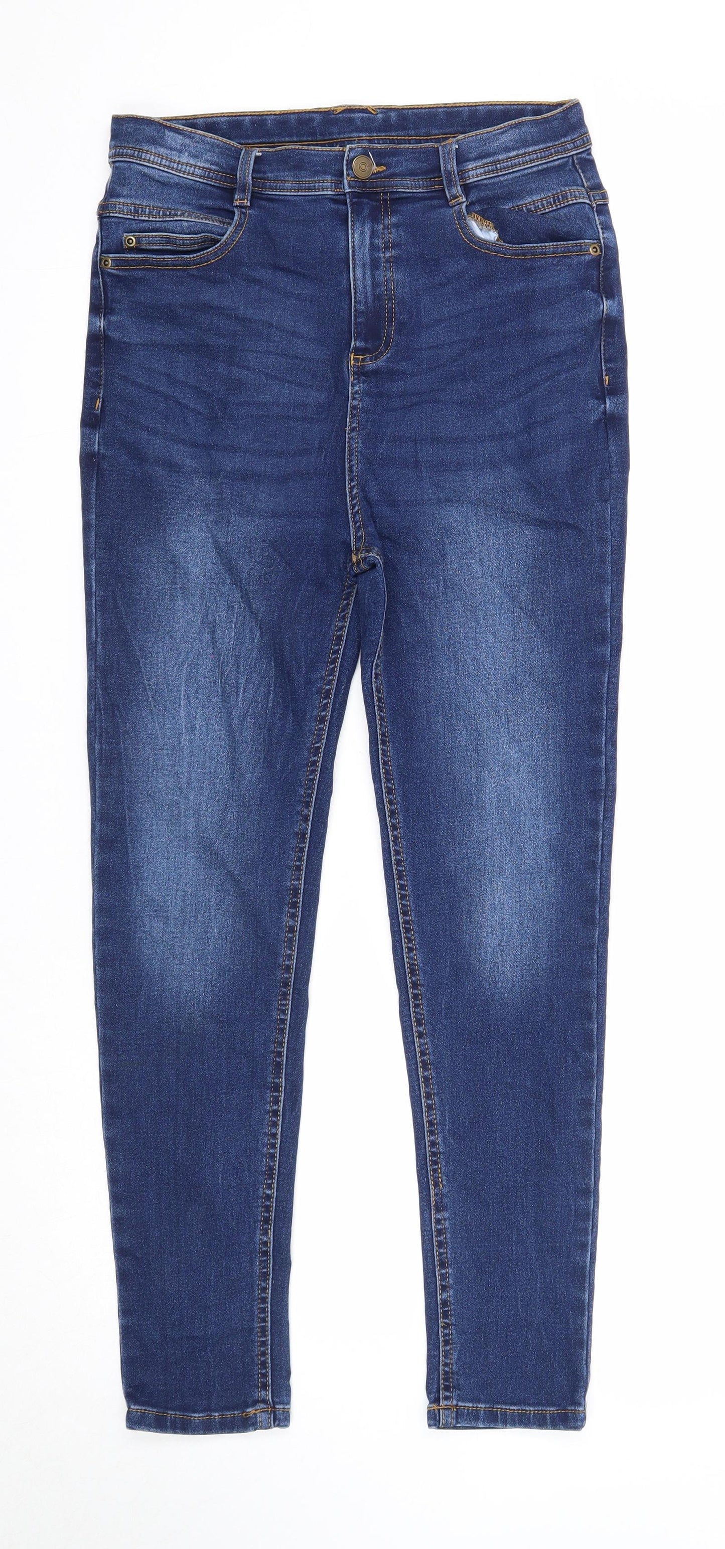 Nutmeg Boys Blue Cotton Skinny Jeans Size 13-14 Years Regular Zip