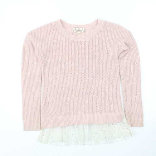 Pink Republic Womens Pink Round Neck Acrylic Pullover Jumper Size 10