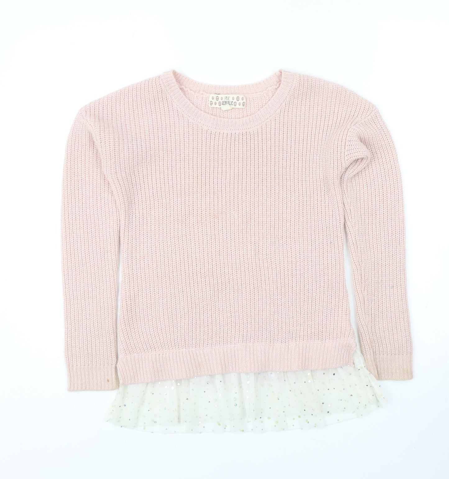 Pink Republic Womens Pink Round Neck Acrylic Pullover Jumper Size 10