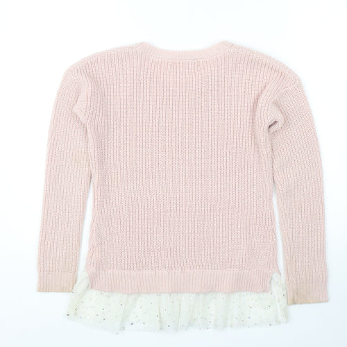 Pink Republic Womens Pink Round Neck Acrylic Pullover Jumper Size 10