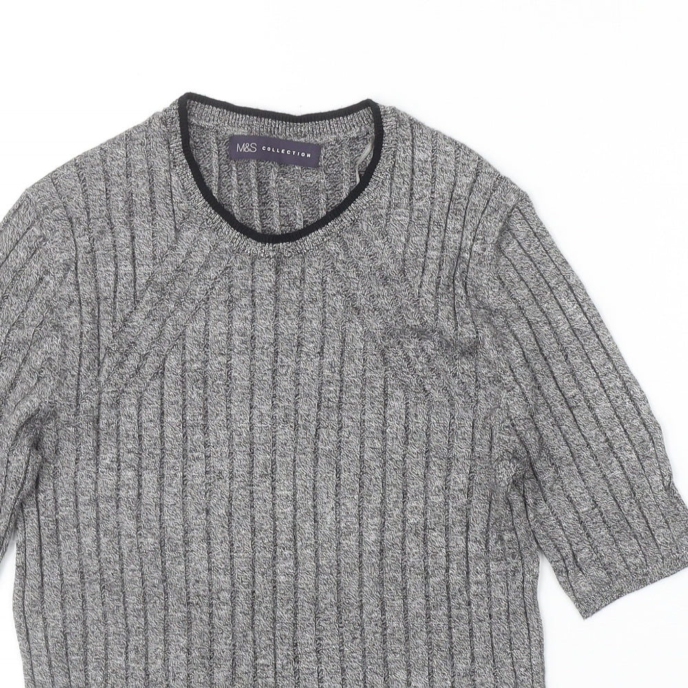 Marks and Spencer Womens Black Round Neck Viscose Pullover Jumper Size 10