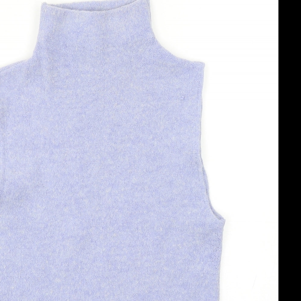 Kaliko Womens Blue High Neck Acrylic Vest Jumper Size M