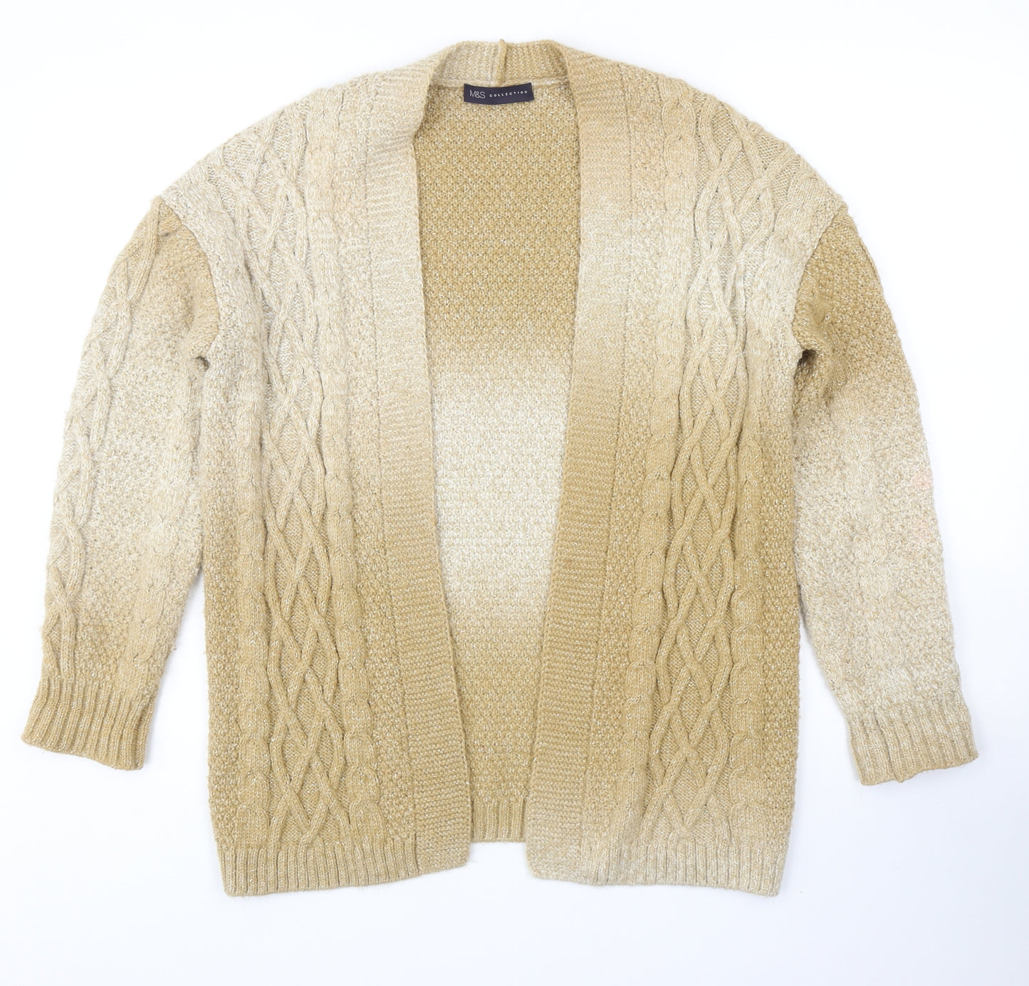 Marks and Spencer Womens Beige V-Neck Acrylic Cardigan Jumper Size S