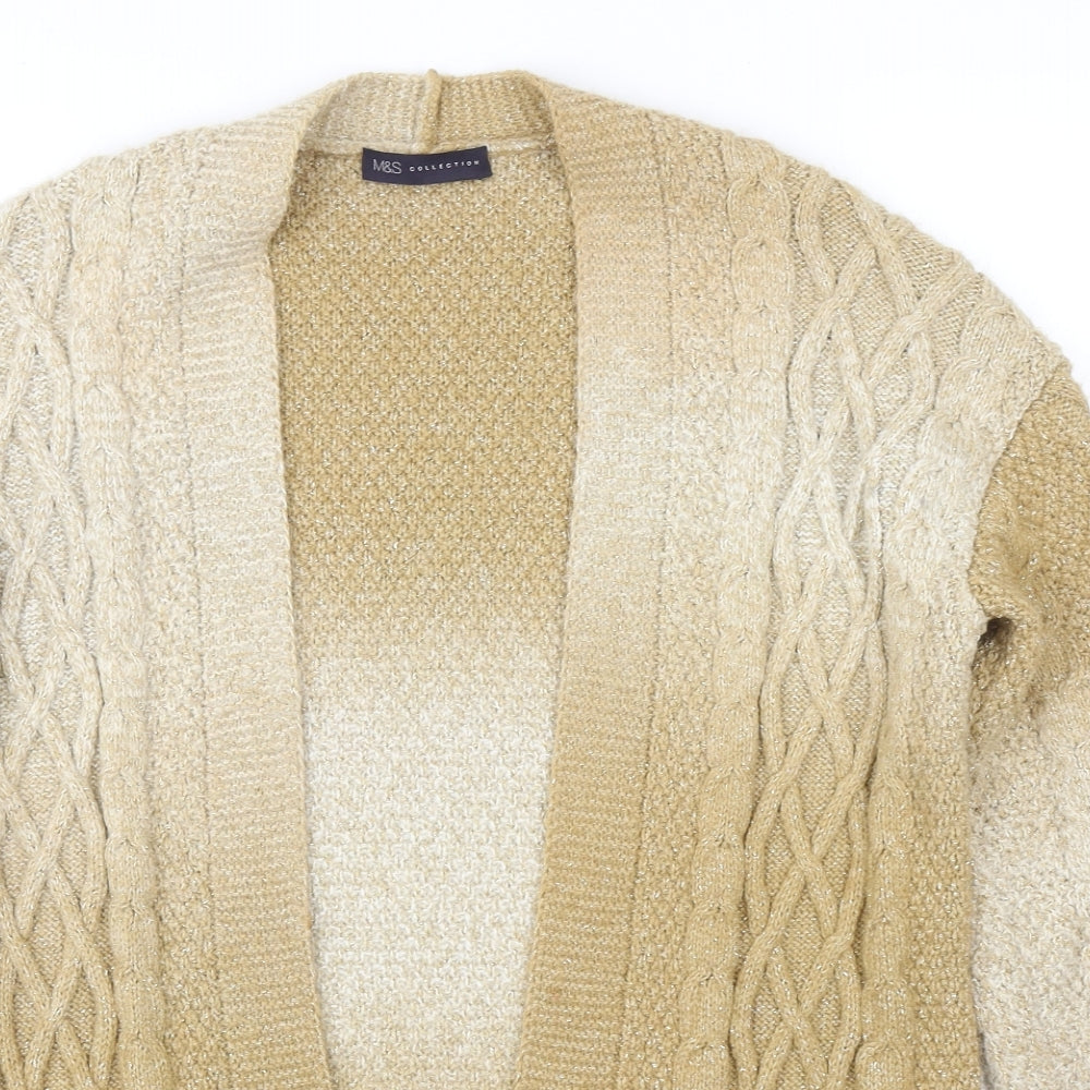 Marks and Spencer Womens Beige V-Neck Acrylic Cardigan Jumper Size S