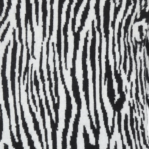 Warehouse Womens Black Mock Neck Animal Print Acrylic Pullover Jumper Size 8 - Zebra Pattern