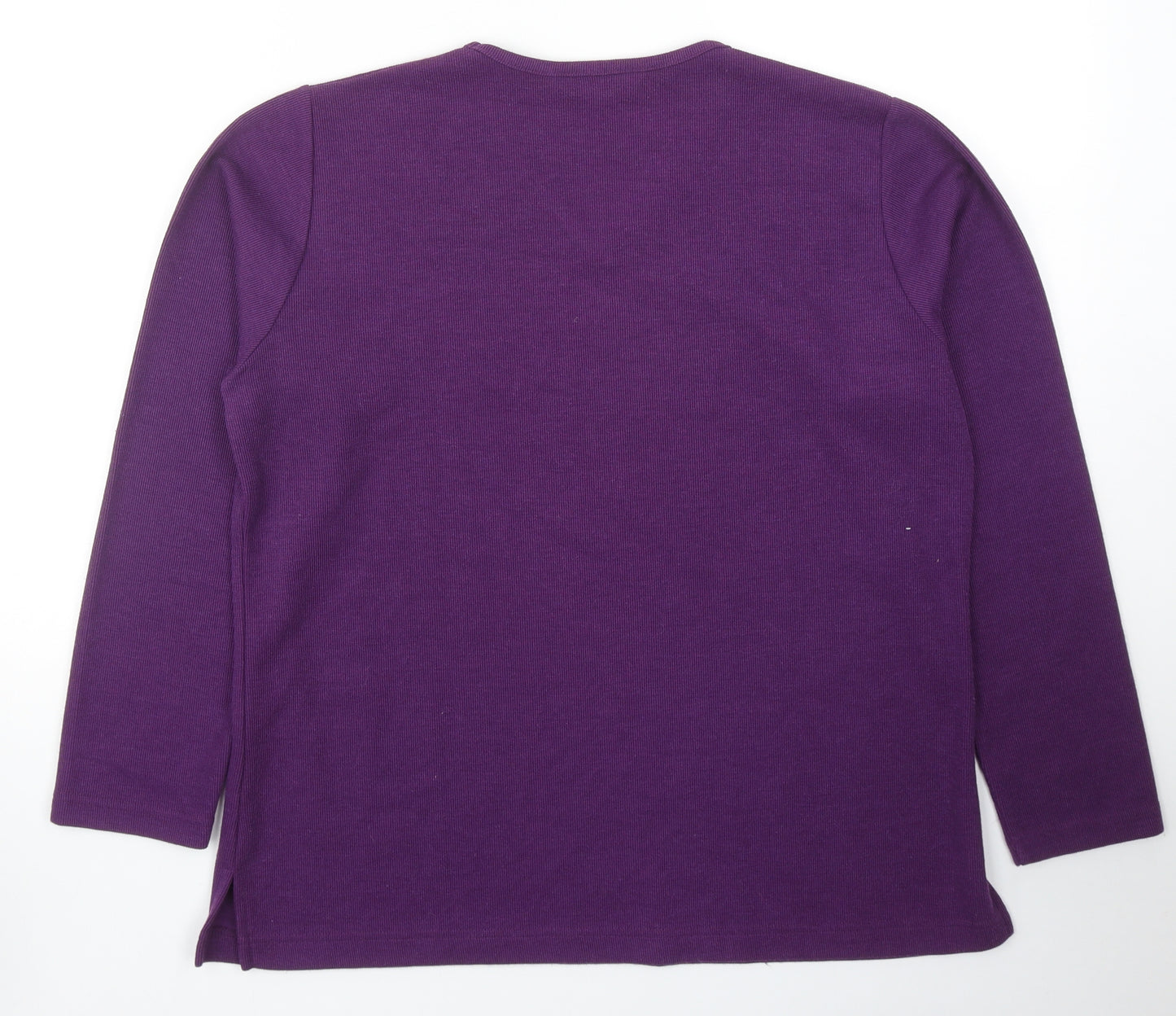 EWM Womens Purple V-Neck Geometric Polyester Pullover Jumper Size 14 - Size 14-16