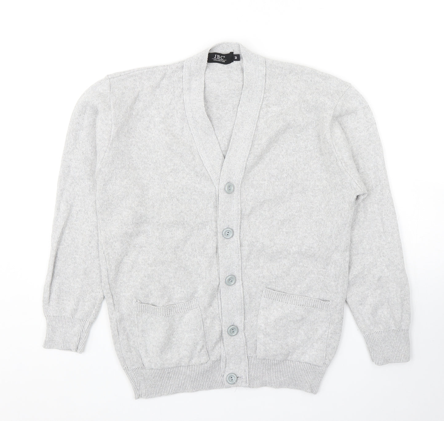 JCB Womens Grey V-Neck Cotton Cardigan Jumper Size M