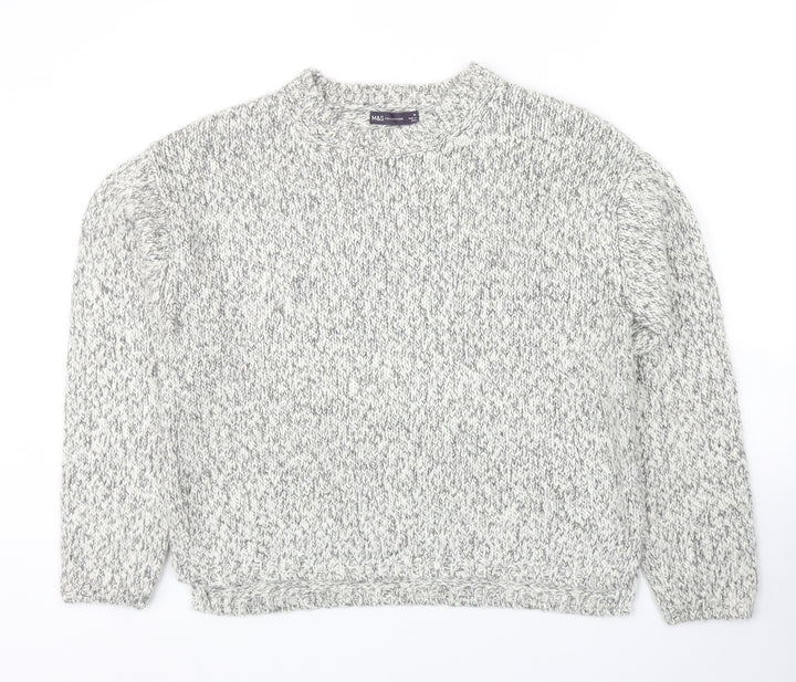Marks and Spencer Womens Grey Round Neck Polyester Pullover Jumper Size M