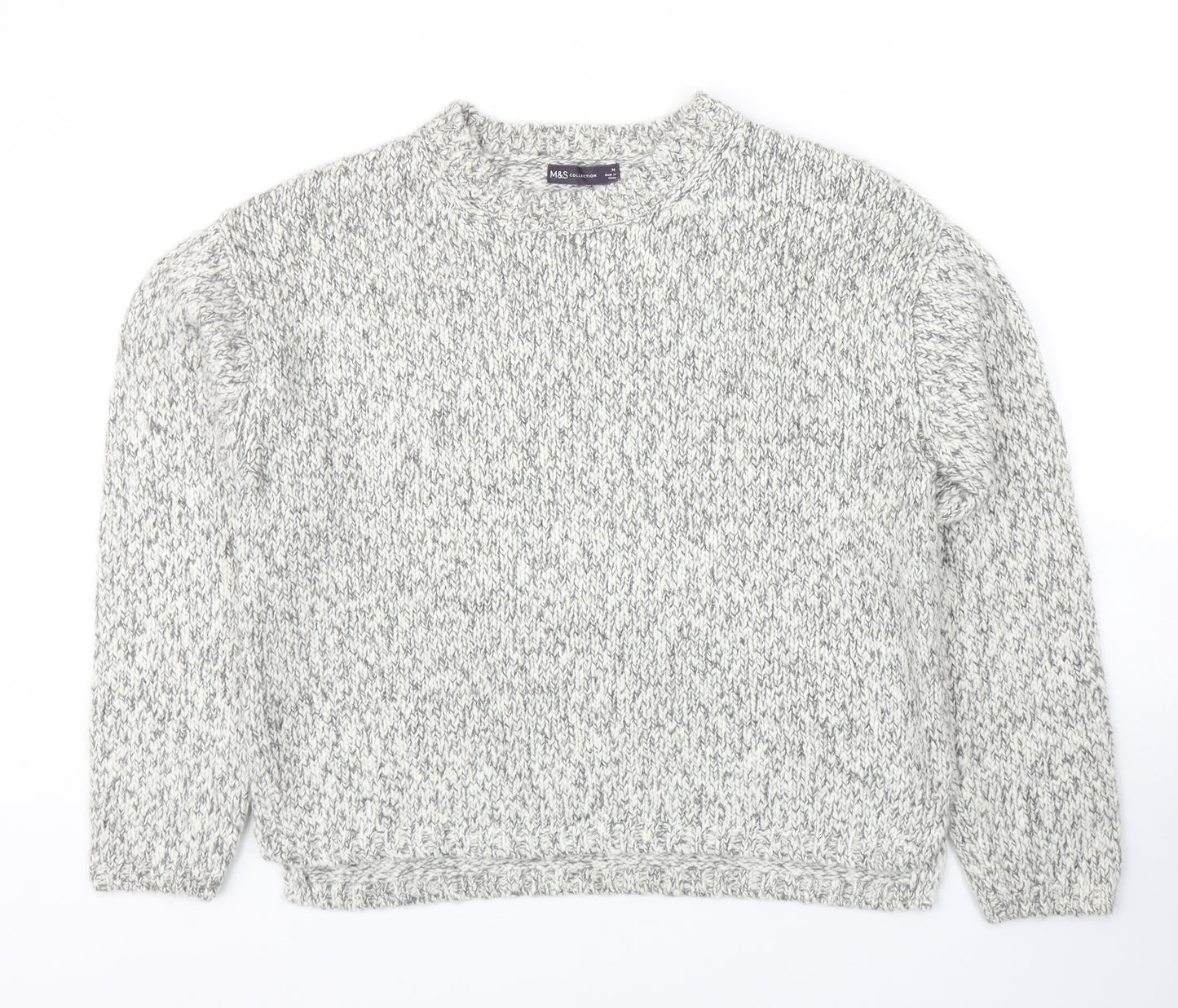 Marks and Spencer Womens Grey Round Neck Polyester Pullover Jumper Size M