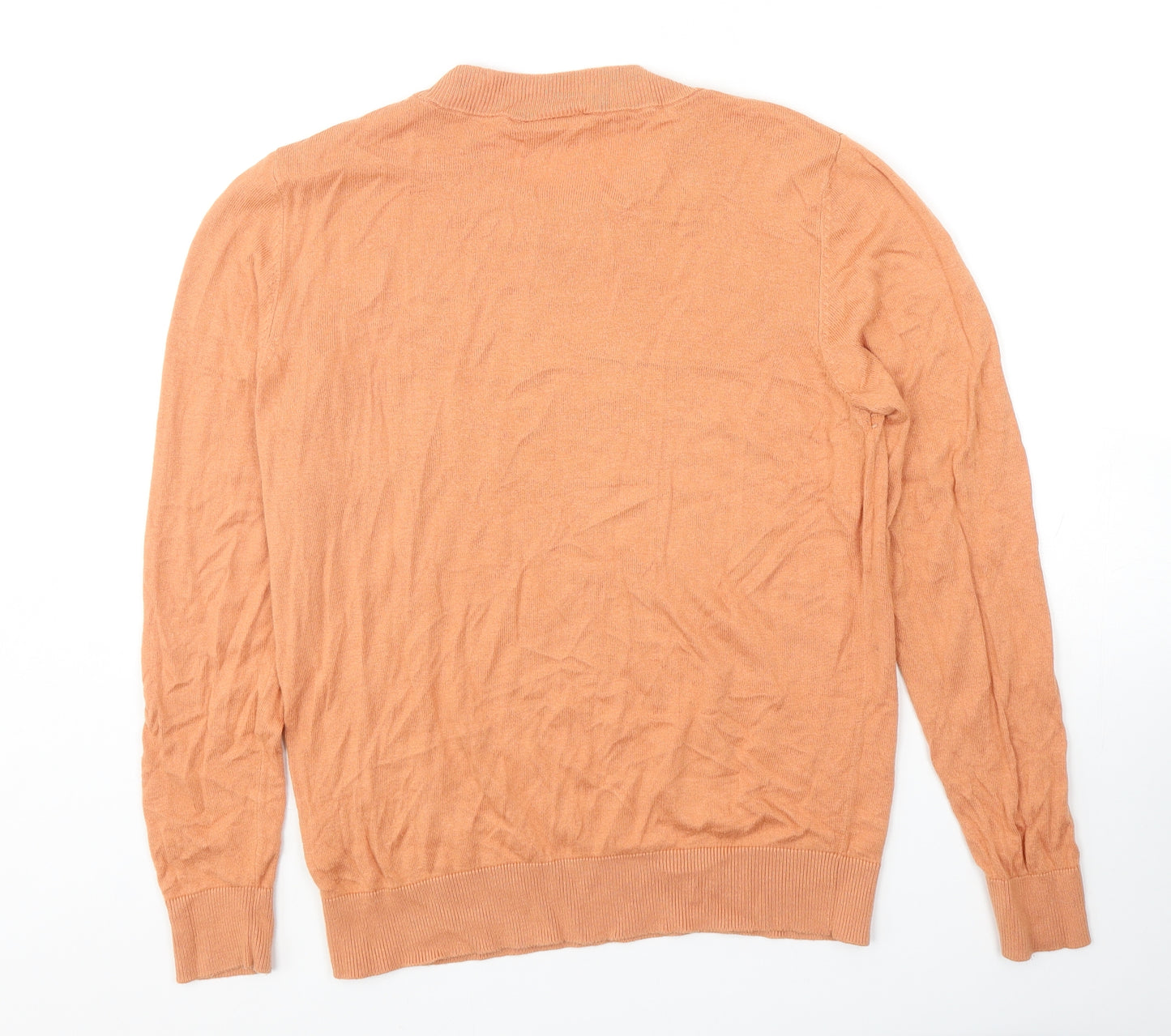 NEXT Womens Orange Round Neck Geometric Viscose Pullover Jumper Size 14 - Star Pattern