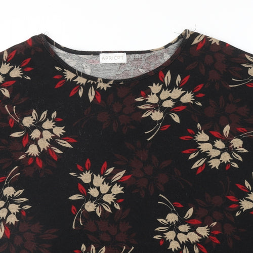 Apricot Womens Black Round Neck Floral Polyester Pullover Jumper Size 12