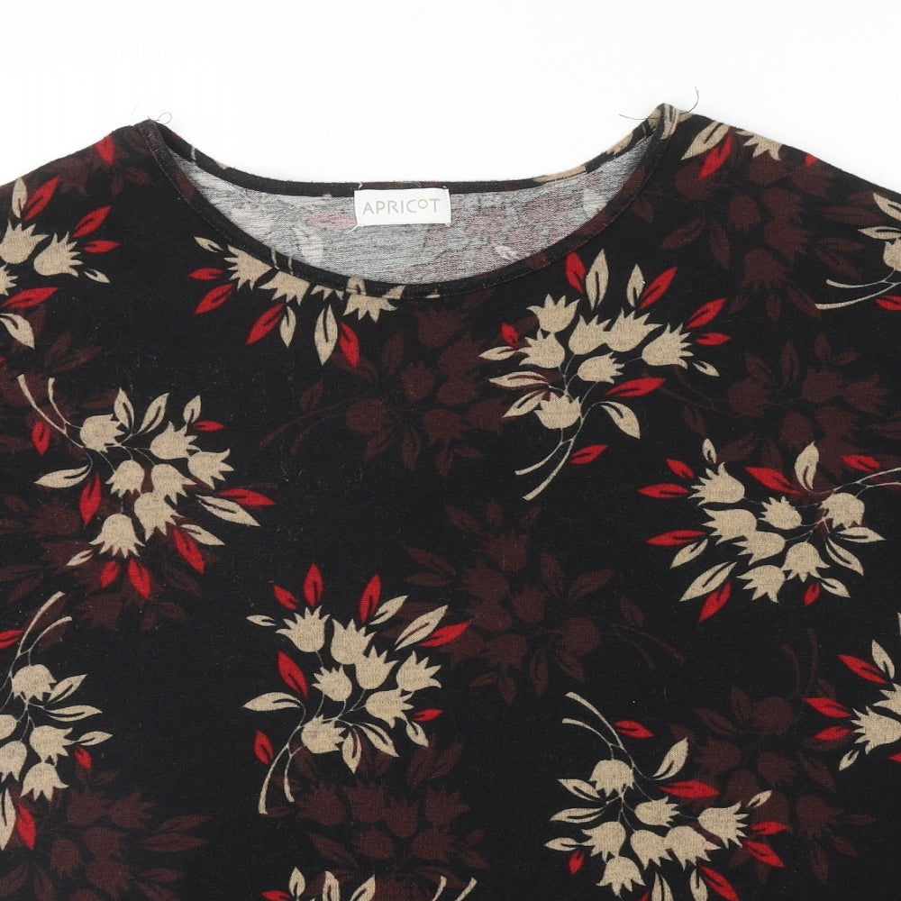 Apricot Womens Black Round Neck Floral Polyester Pullover Jumper Size 12