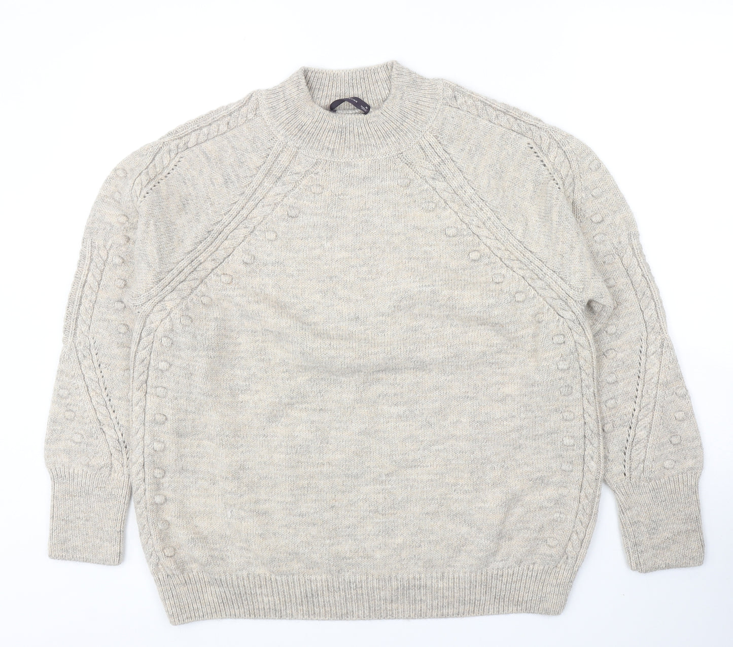 Marks and Spencer Womens Beige Round Neck Acrylic Pullover Jumper Size M