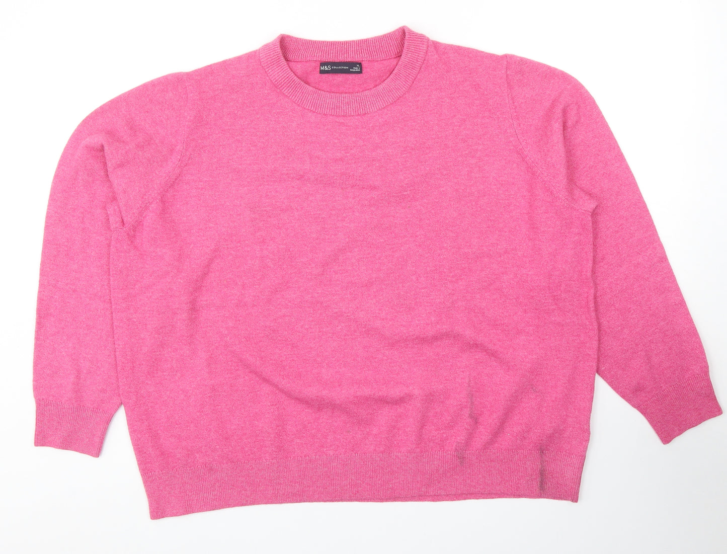 Marks and Spencer Womens Pink Round Neck Acrylic Pullover Jumper Size XL