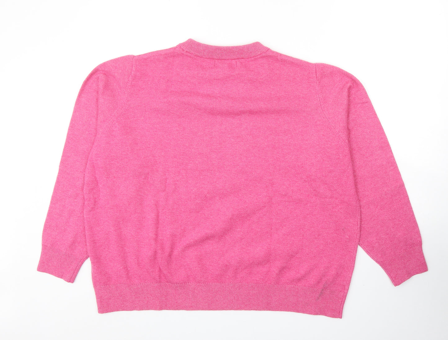 Marks and Spencer Womens Pink Round Neck Acrylic Pullover Jumper Size XL