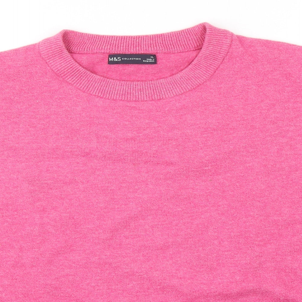 Marks and Spencer Womens Pink Round Neck Acrylic Pullover Jumper Size XL