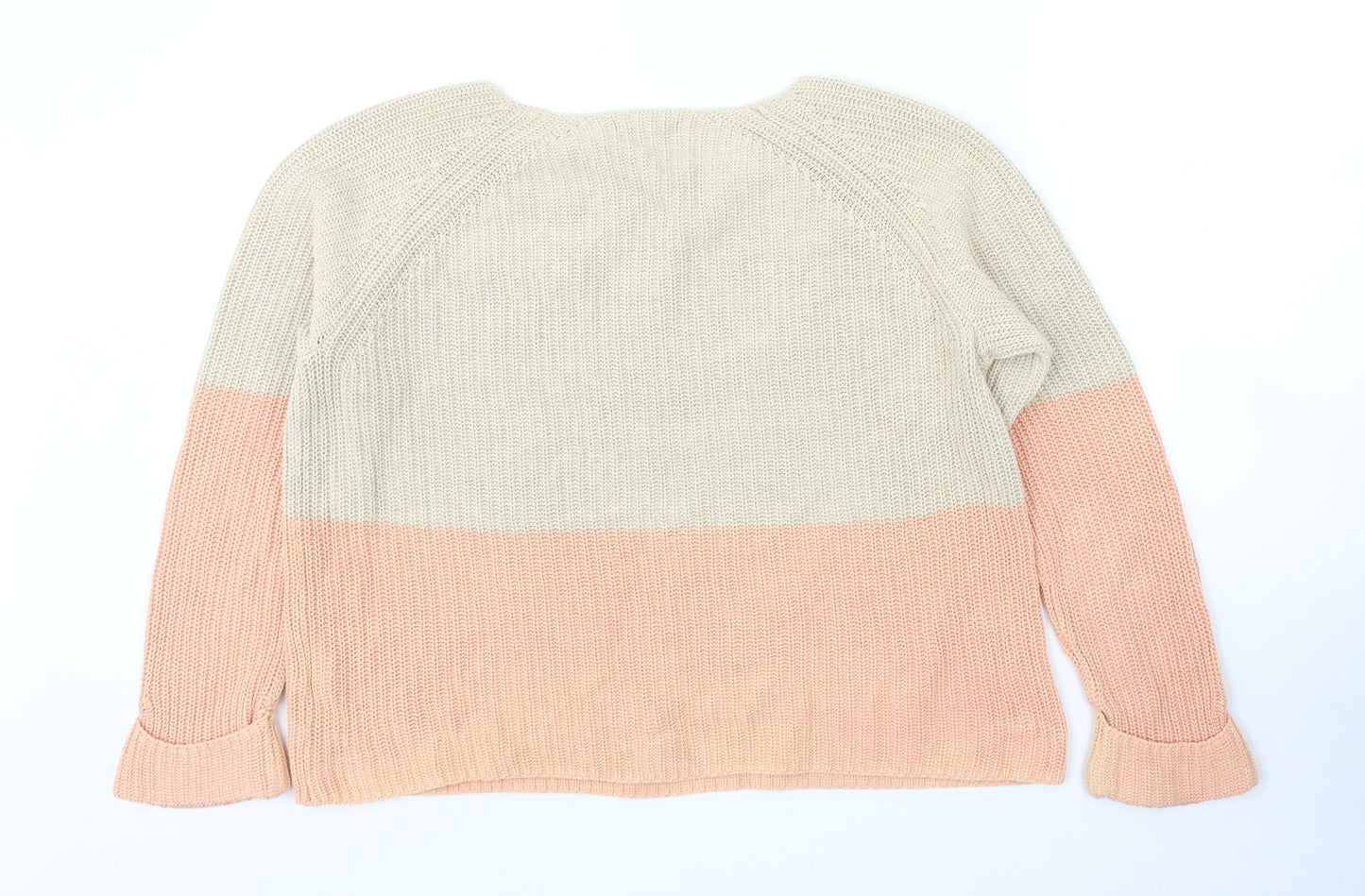 White Stuff Womens Beige Round Neck Cotton Pullover Jumper Size 12
