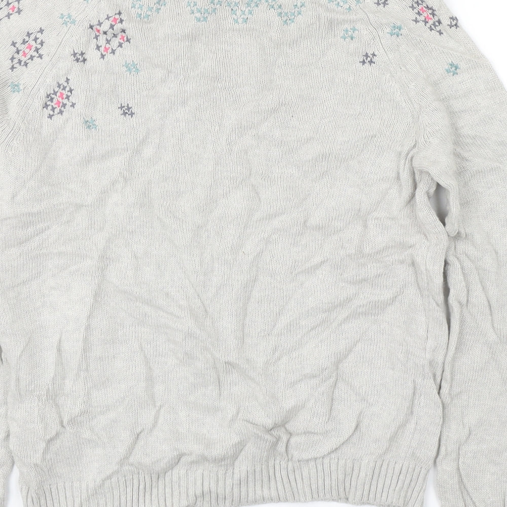 MANTARAY PRODUCTS Womens Grey Round Neck Geometric Viscose Pullover Jumper Size 12