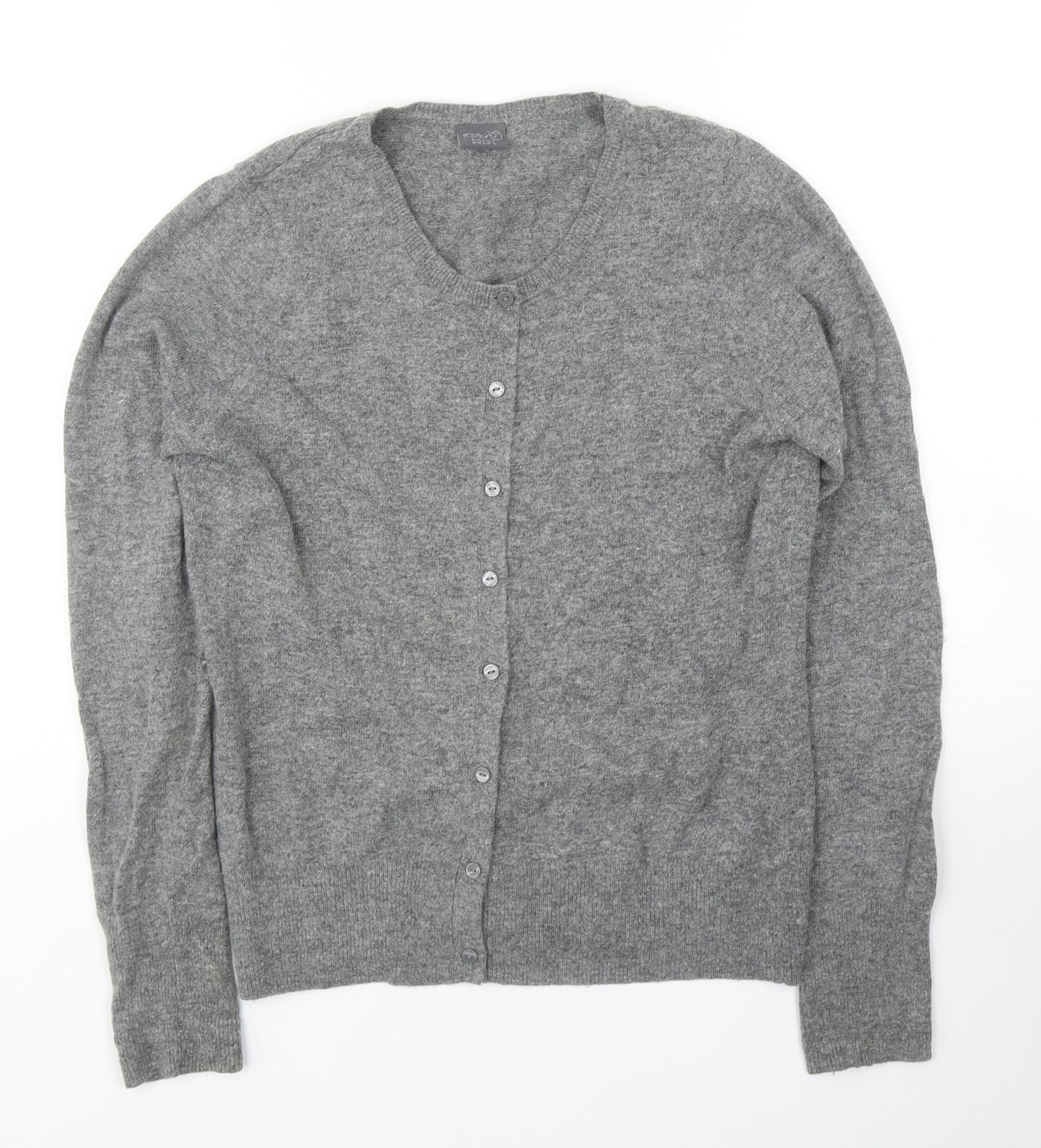 Esprit Womens Grey Round Neck Viscose Cardigan Jumper Size M