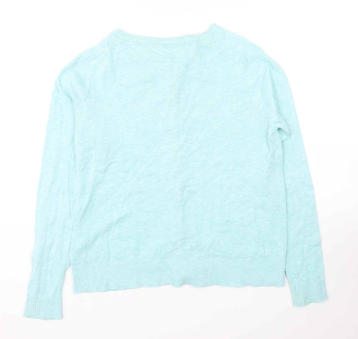 White Stuff Womens Blue Round Neck Cotton Cardigan Jumper Size 10
