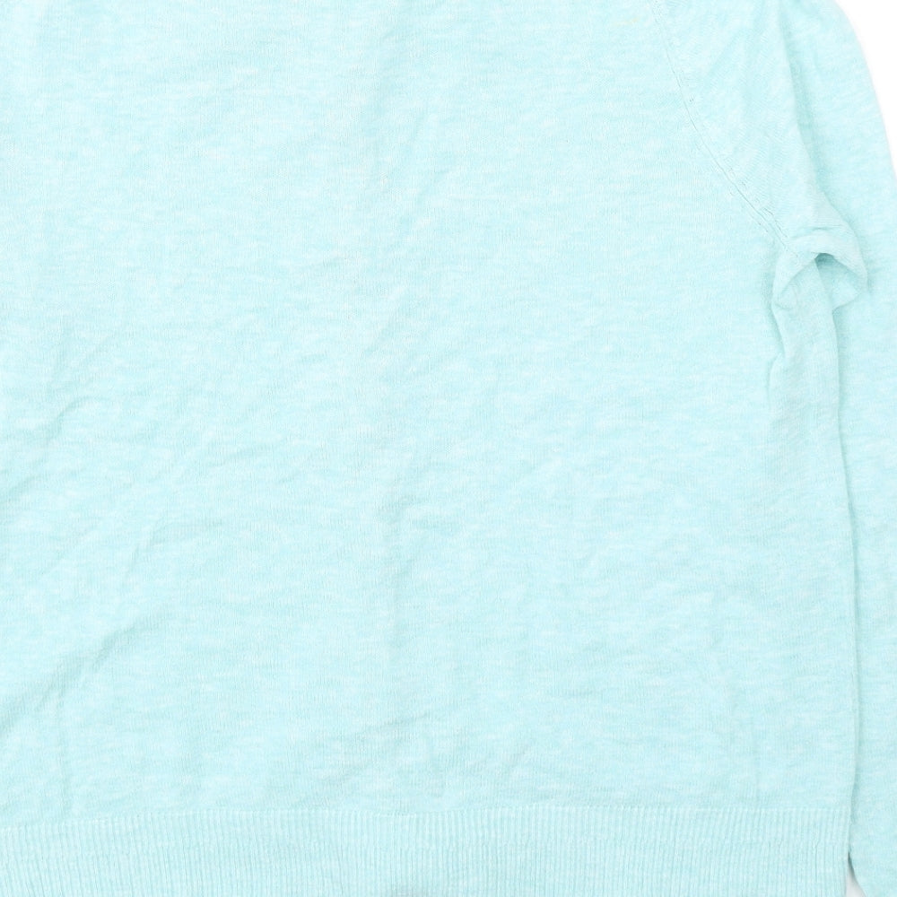White Stuff Womens Blue Round Neck Cotton Cardigan Jumper Size 10