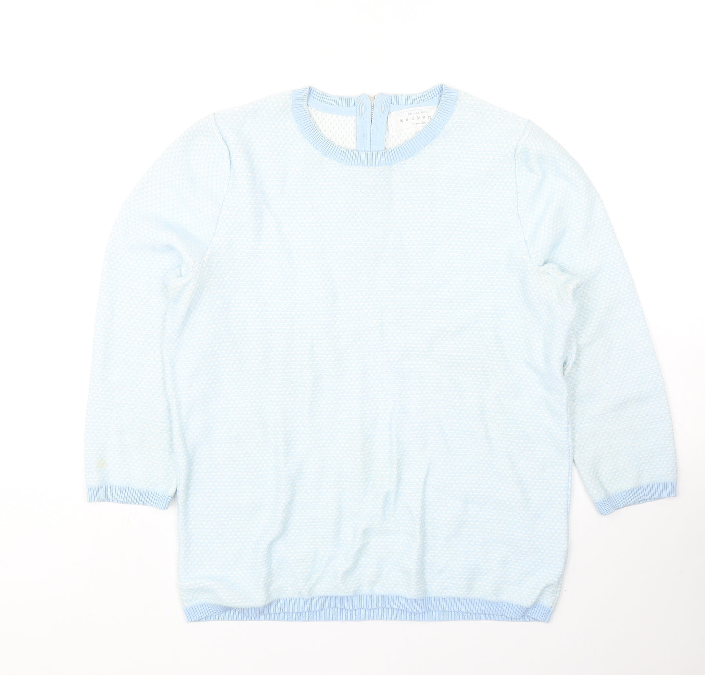 John Lewis Womens Blue Round Neck Cotton Pullover Jumper Size 8
