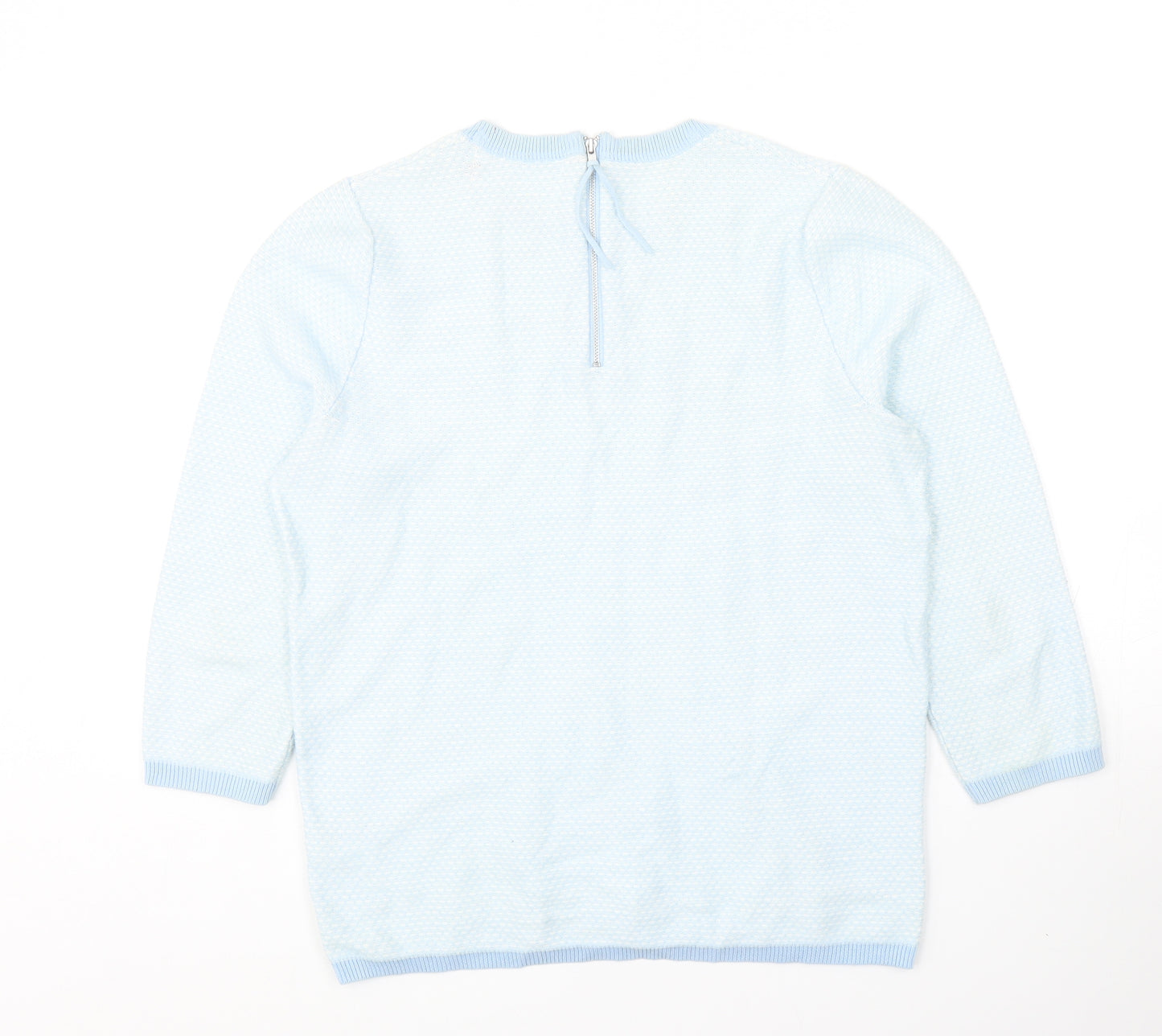 John Lewis Womens Blue Round Neck Cotton Pullover Jumper Size 8