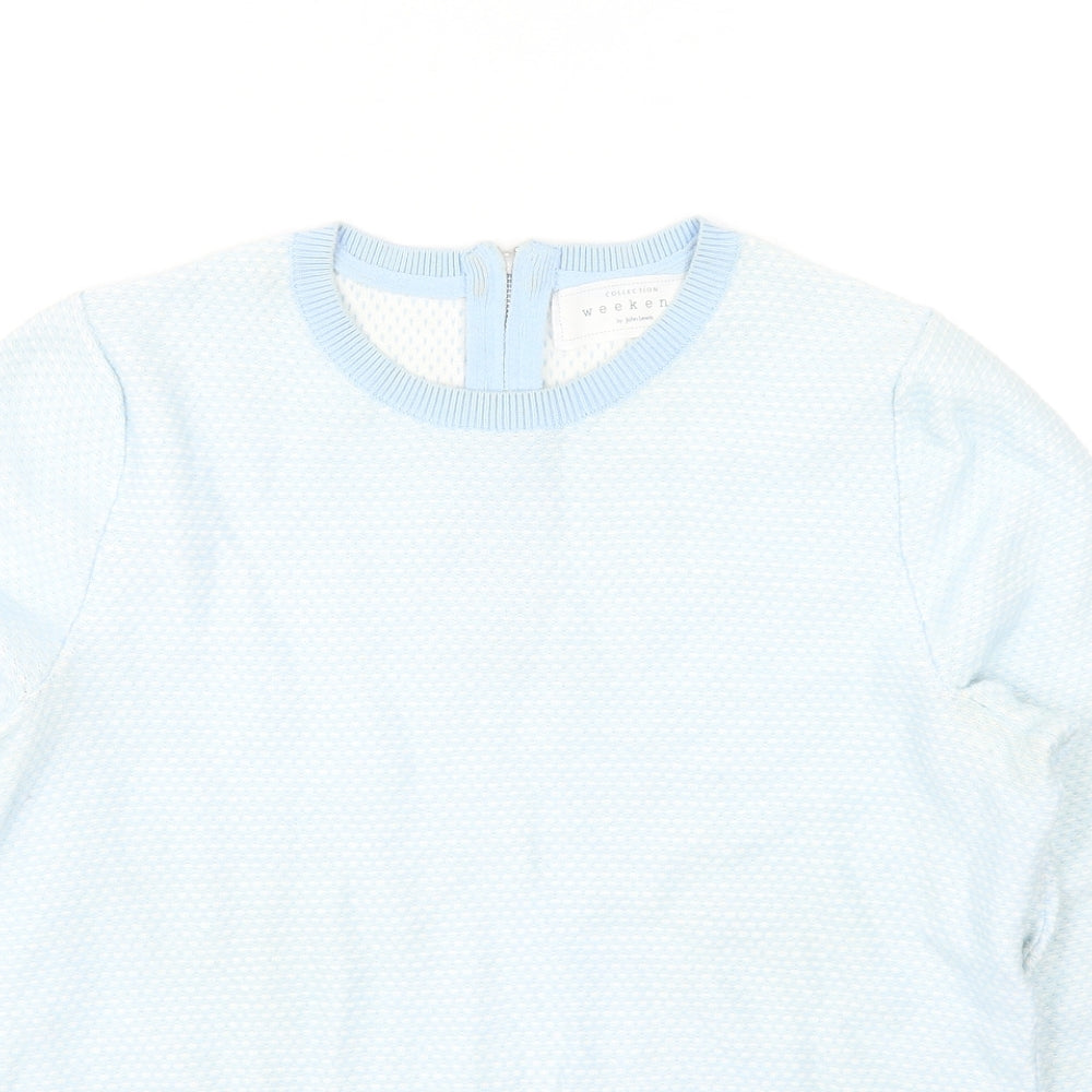 John Lewis Womens Blue Round Neck Cotton Pullover Jumper Size 8