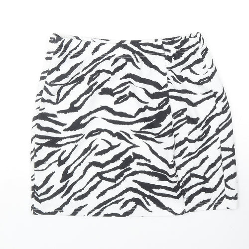 SheIn Womens Black Animal Print Polyester Bandage Skirt Size S - Zebra Pattern
