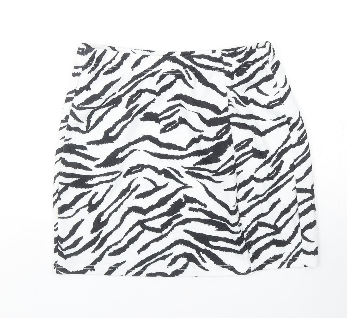 SheIn Womens Black Animal Print Polyester Bandage Skirt Size S - Zebra Pattern