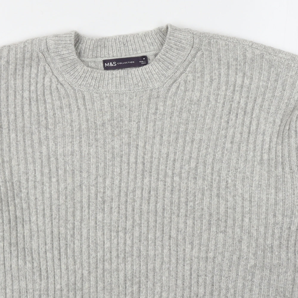 Marks and Spencer Womens Grey Round Neck Polyester Pullover Jumper Size M
