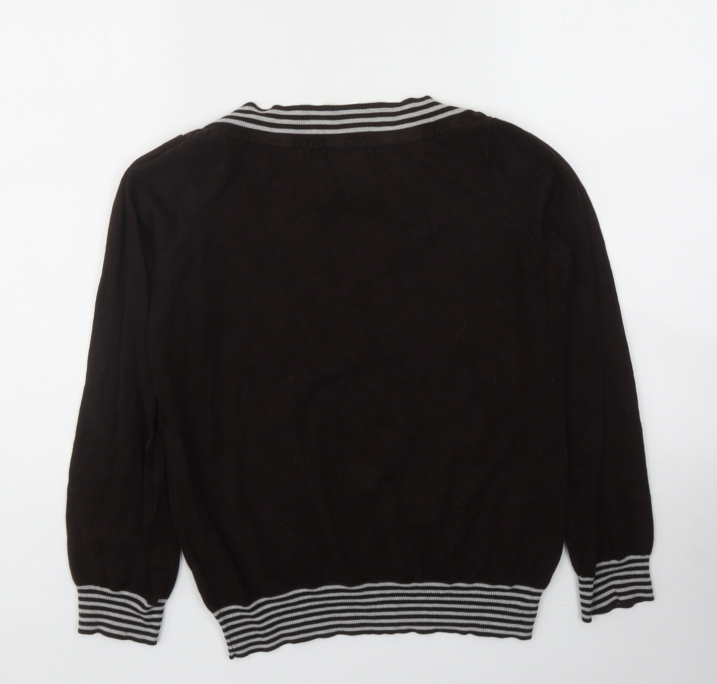 Debenhams Womens Black Round Neck Striped Viscose Pullover Jumper Size 12