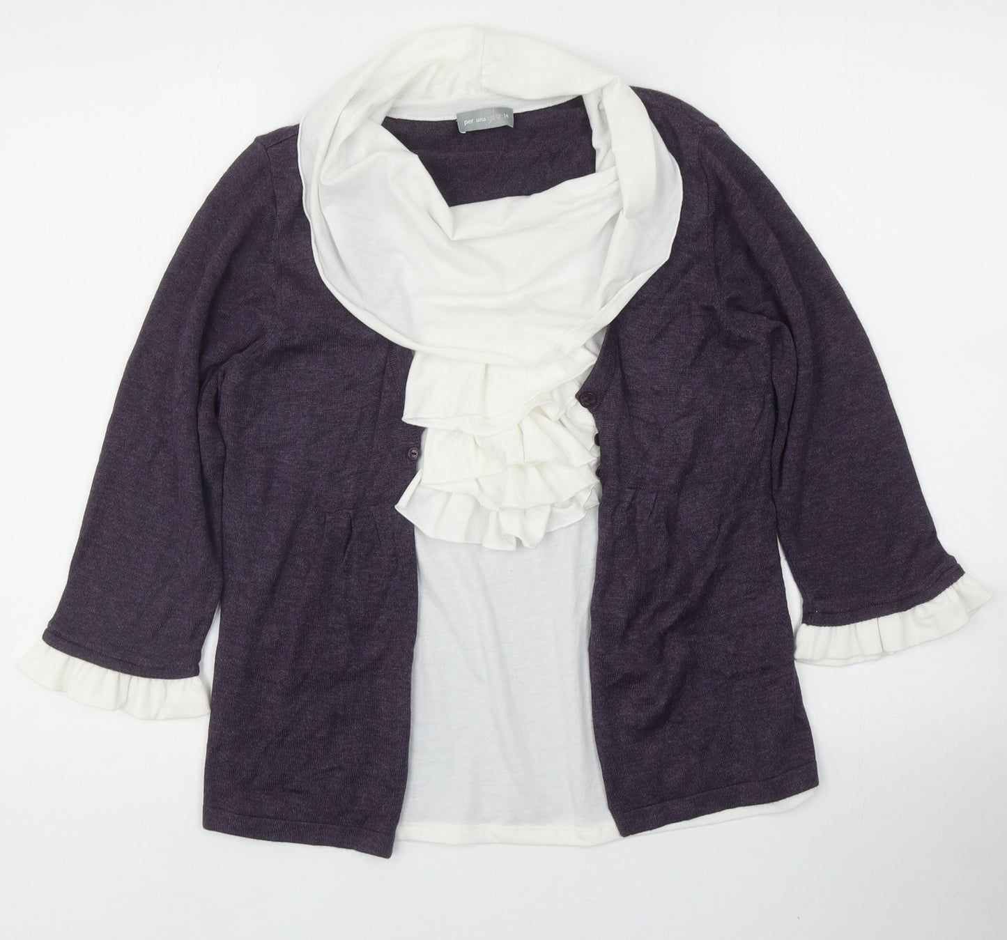 Per Una Womens Purple Cowl Neck Viscose Pullover Jumper Size 14 - Twin Set