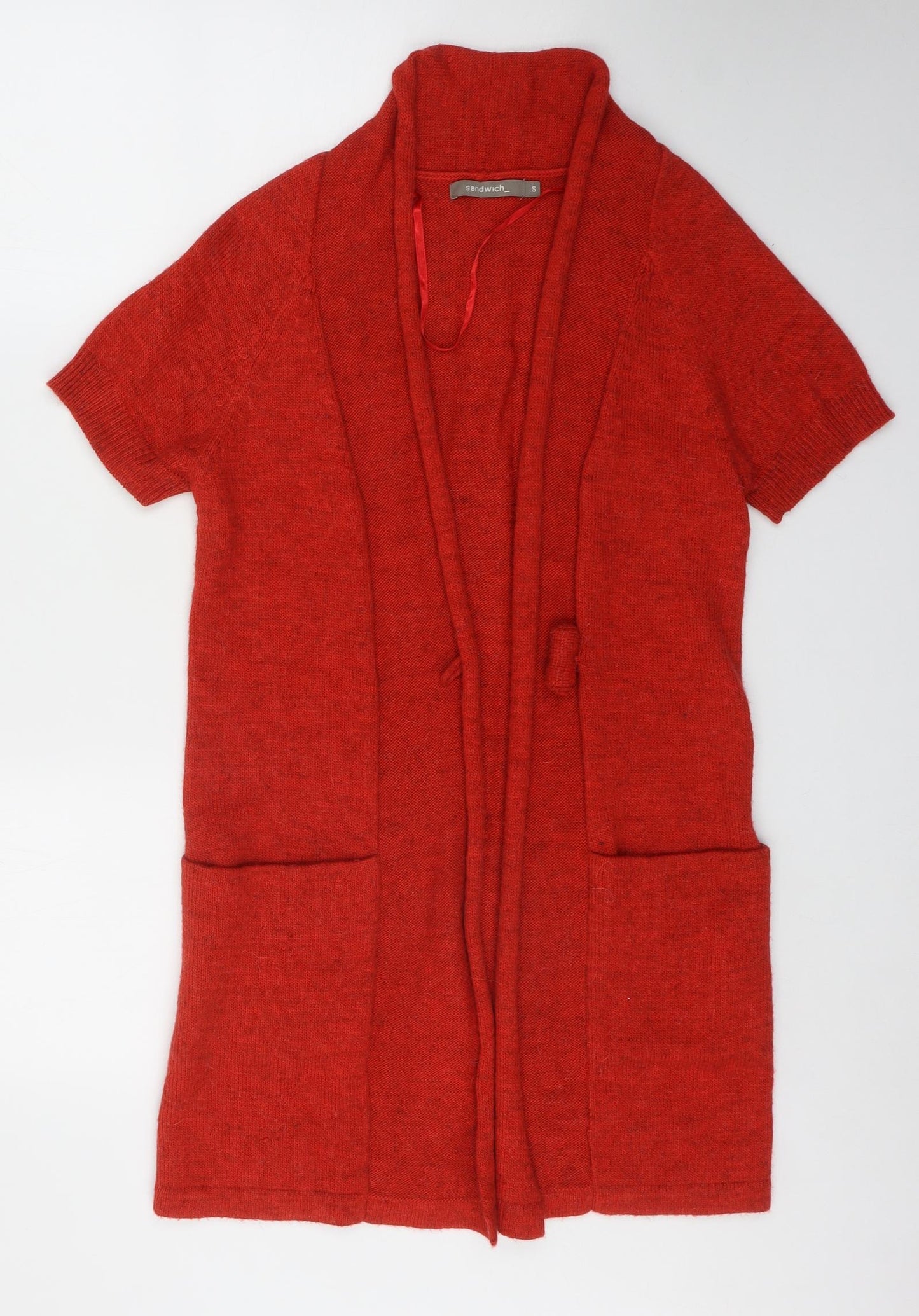 Sandwich Womens Red V-Neck Acrylic Cardigan Jumper Size S