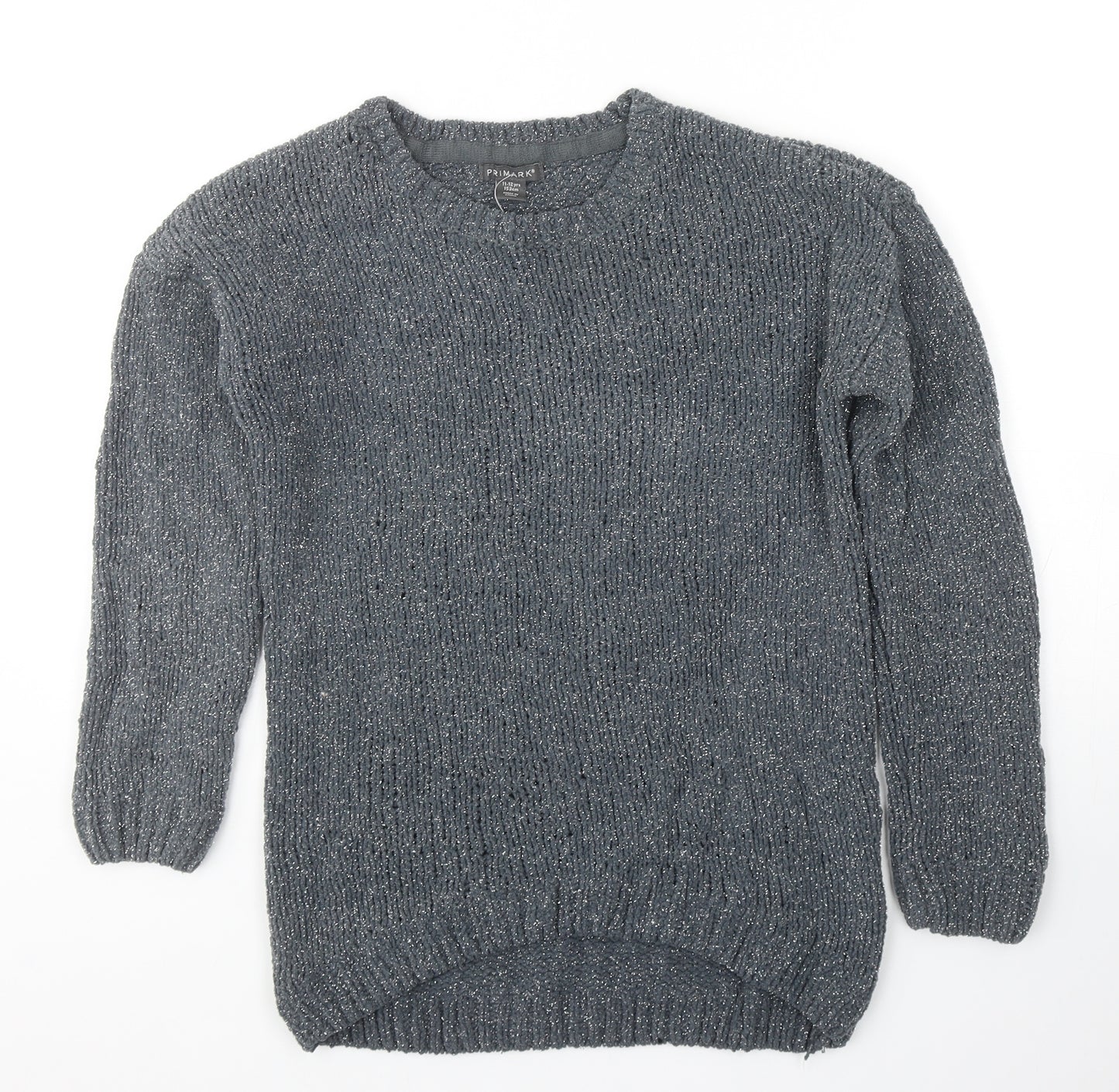 Primark Girls Grey Round Neck Nylon Pullover Jumper Size 11-12 Years Pullover