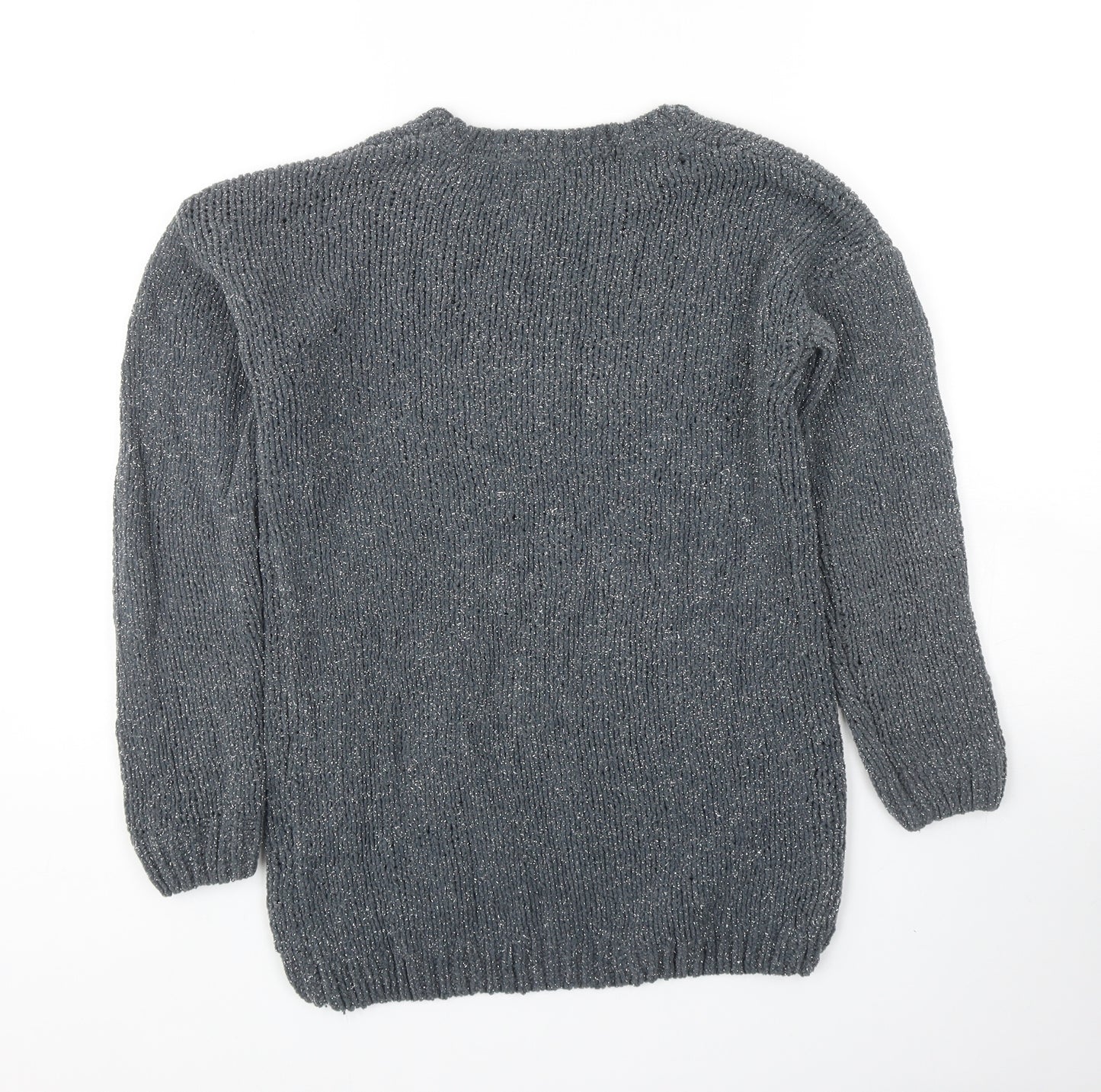 Primark Girls Grey Round Neck Nylon Pullover Jumper Size 11-12 Years Pullover