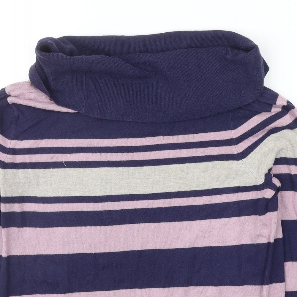 Marks and Spencer Womens Purple Roll Neck Striped Viscose Pullover Jumper Size 16