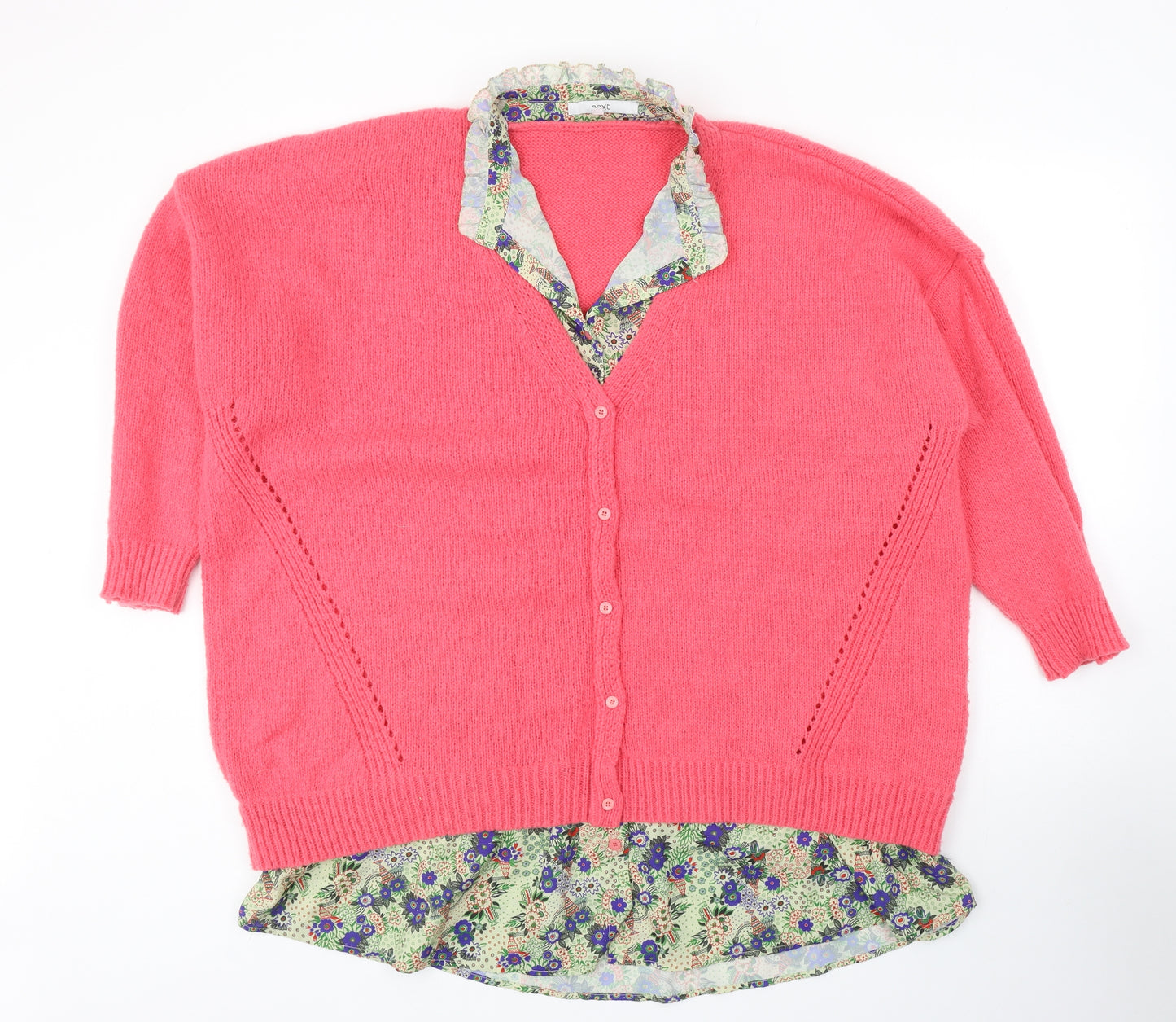 NEXT Womens Pink Collared Floral Polyester Cardigan Jumper Size 2XL - Twin Set