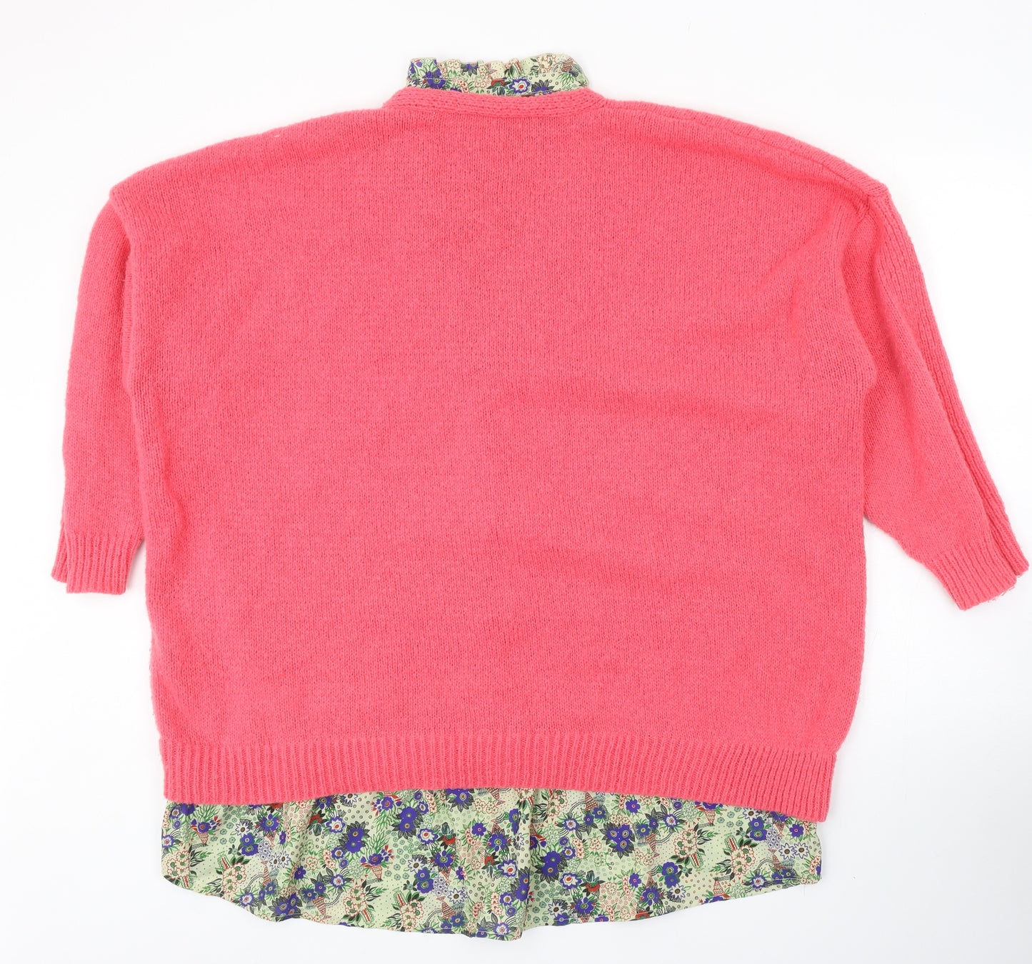 NEXT Womens Pink Collared Floral Polyester Cardigan Jumper Size 2XL - Twin Set