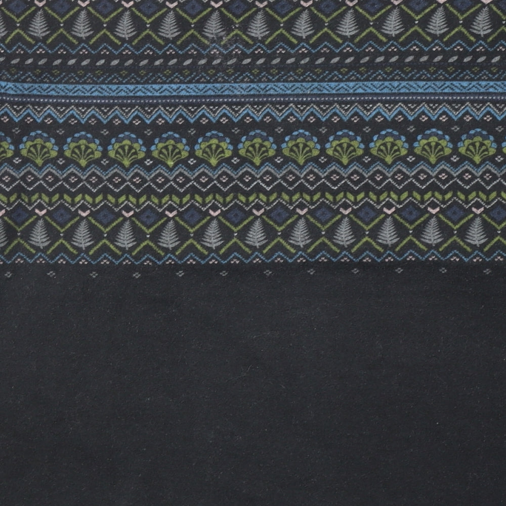 Lily & Me Womens Black Round Neck Fair Isle Polyester Pullover Jumper Size 14