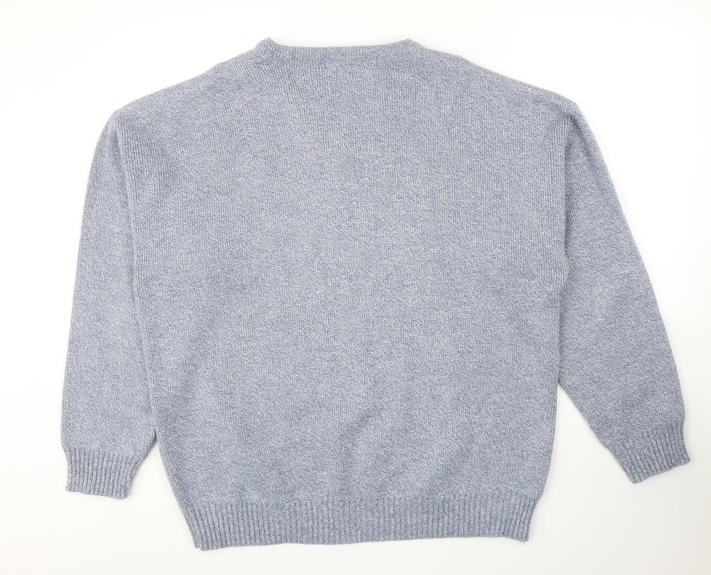 Bannockburn Mens Blue V-Neck Argyle/Diamond Acrylic Pullover Jumper Size 2XL Long Sleeve