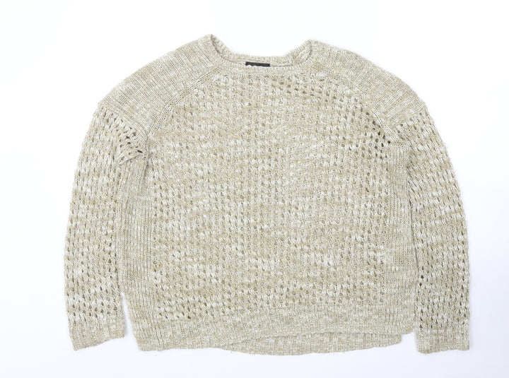 Topshop Womens Beige Round Neck Acrylic Pullover Jumper Size 10
