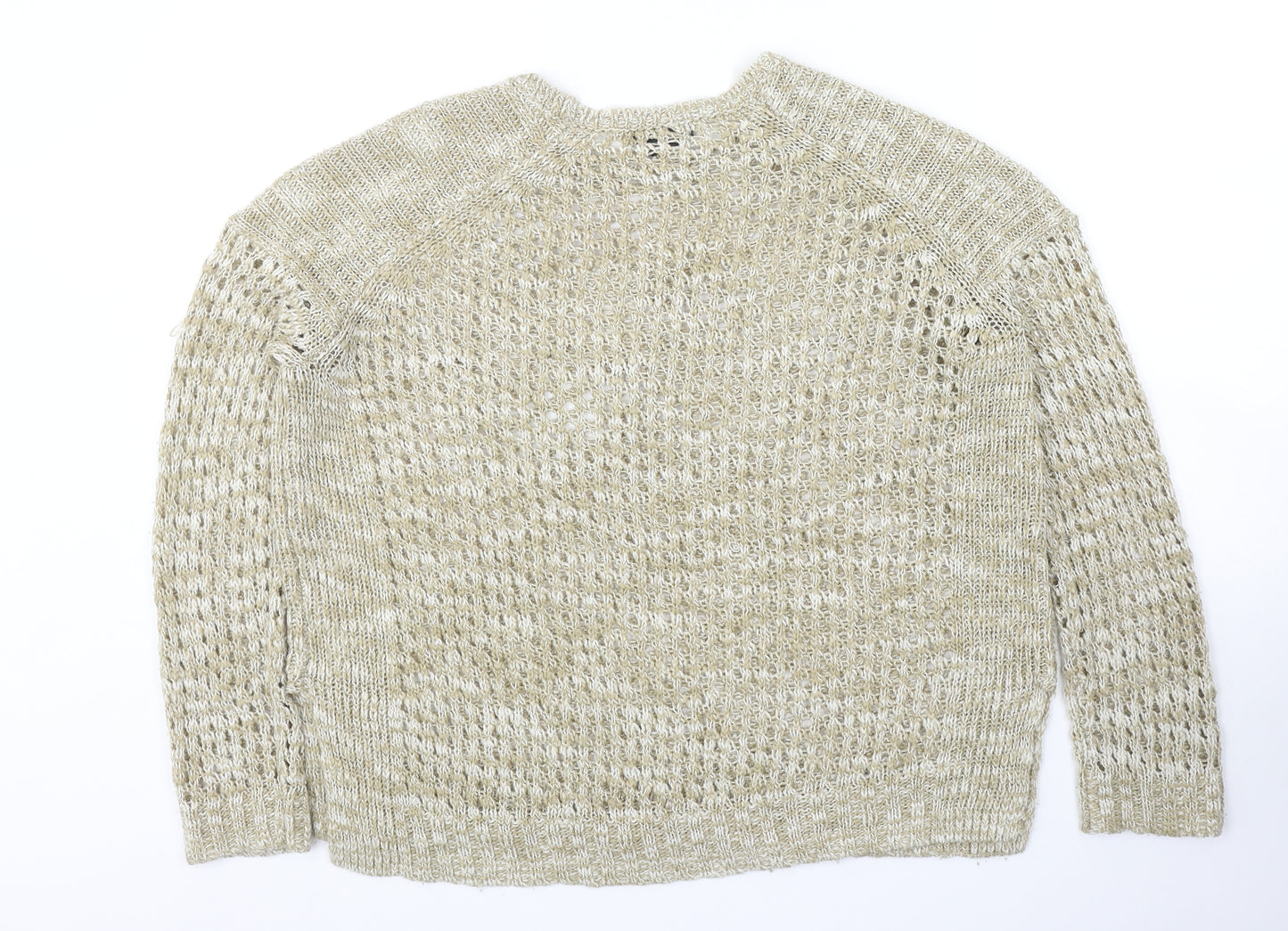 Topshop Womens Beige Round Neck Acrylic Pullover Jumper Size 10