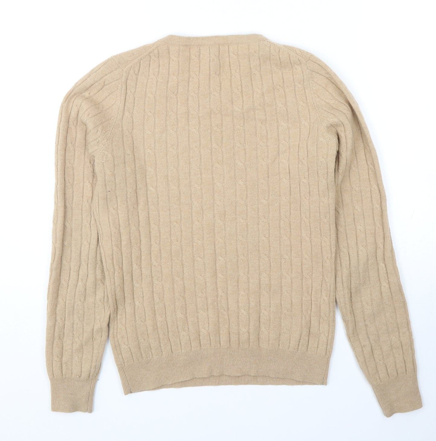 GANT Mens Beige Round Neck Wool Pullover Jumper Size S Long Sleeve