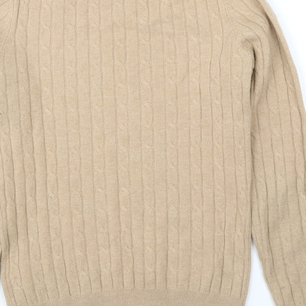 GANT Mens Beige Round Neck Wool Pullover Jumper Size S Long Sleeve