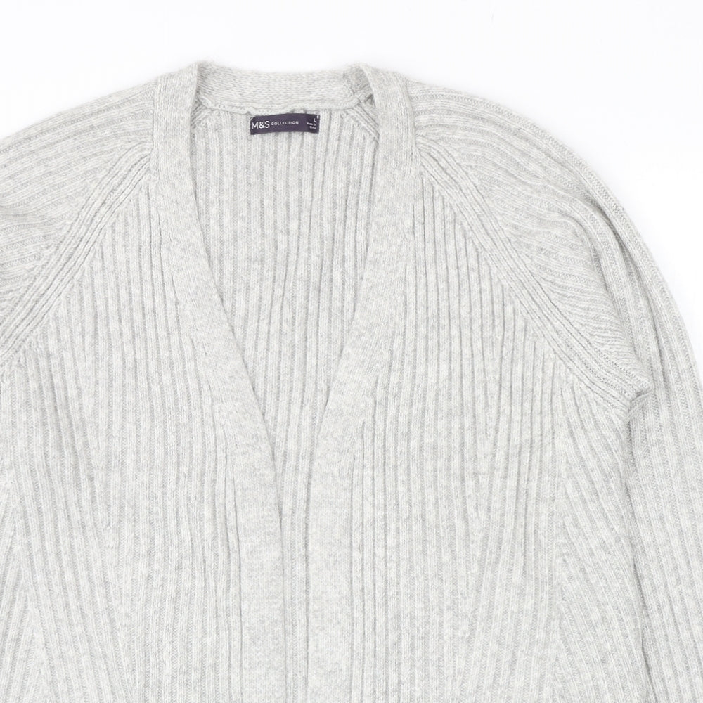 Marks and Spencer Womens Grey V-Neck Acrylic Cardigan Jumper Size L