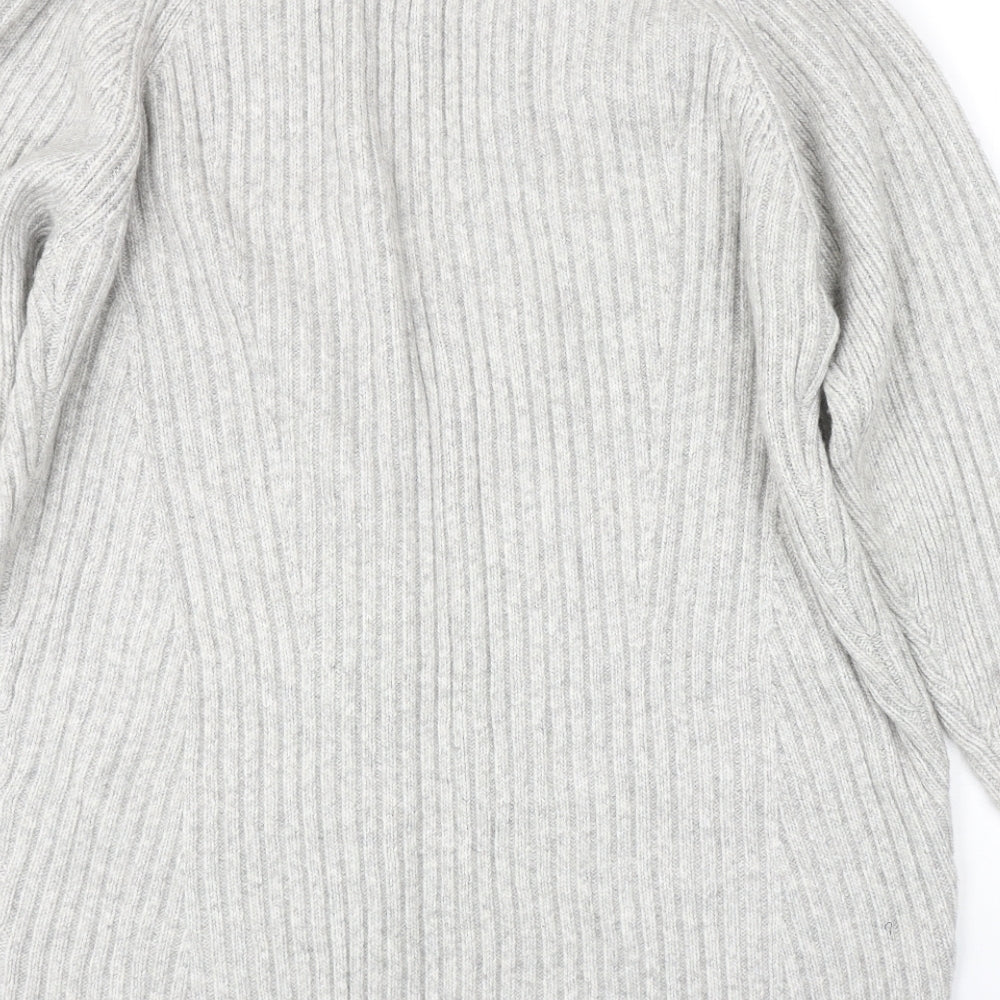 Marks and Spencer Womens Grey V-Neck Acrylic Cardigan Jumper Size L