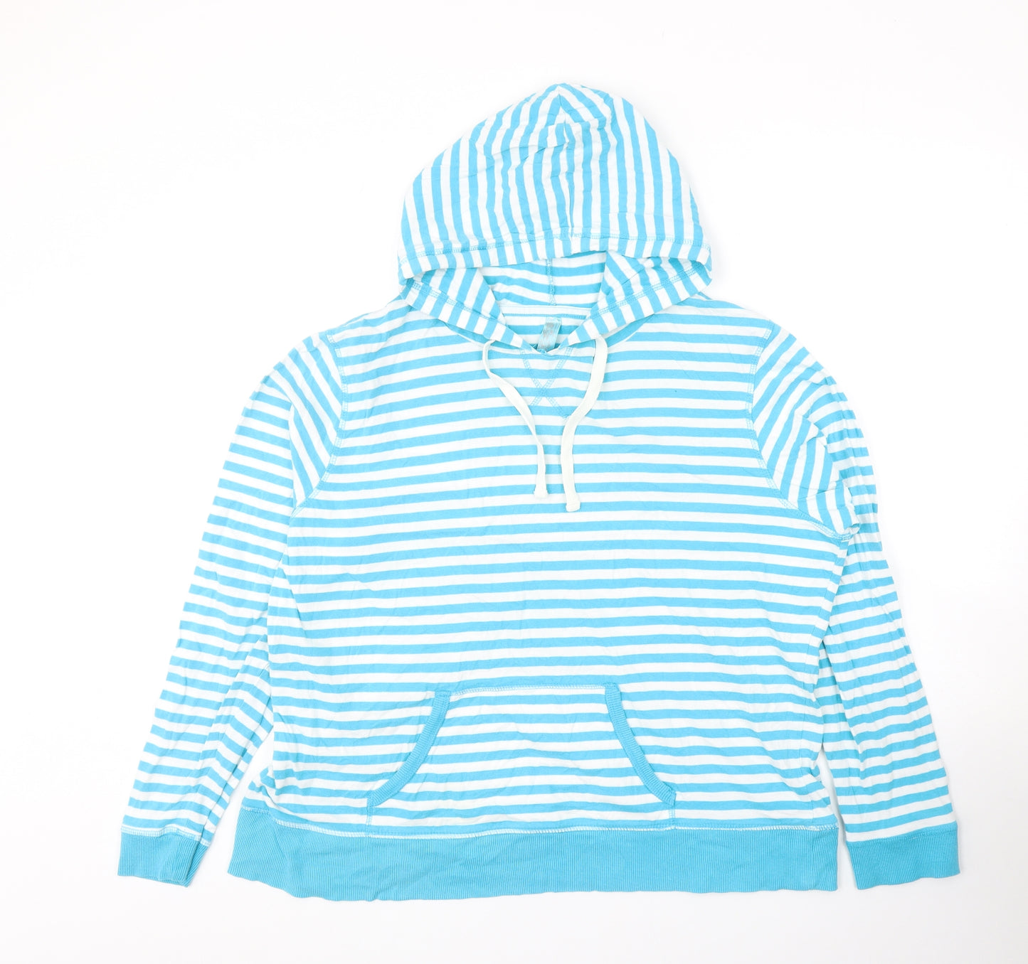 TU Womens Blue Striped Cotton Pullover Hoodie Size 20 Pullover