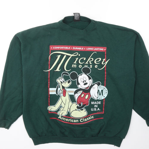 Mickey Unlimited Womens Green Cotton Pullover Sweatshirt Size XL Pullover - Mickey And Friends Pluto